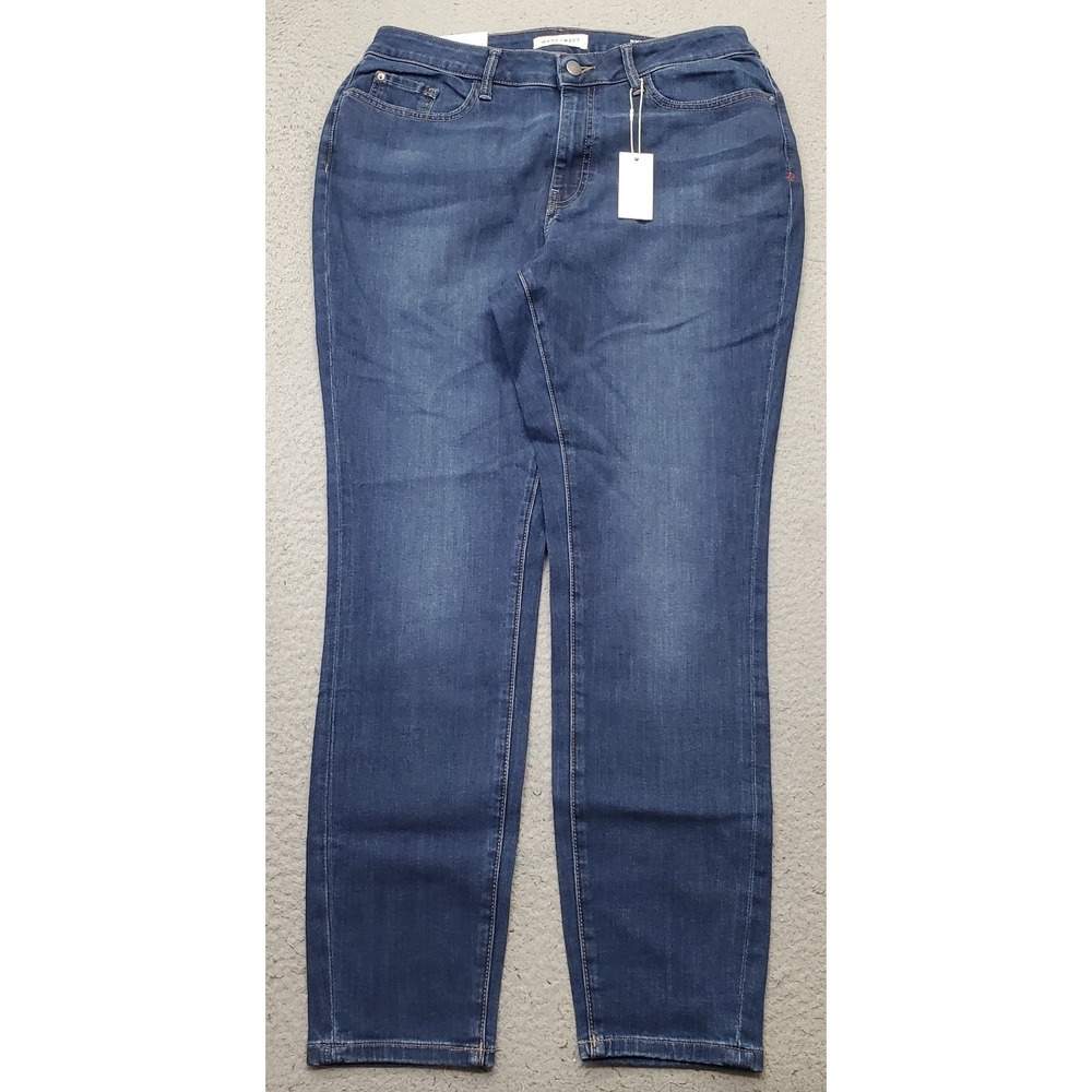 Warp + Weft Jeans Womens 14 Blue Denim Stretch High Rise Skinny Leg Streetwear